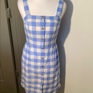 JCrew Factory Blue and White Checkered Sundress Buttonup Sz 00